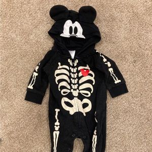 3-6 month Mickey Halloween skeleton onesie